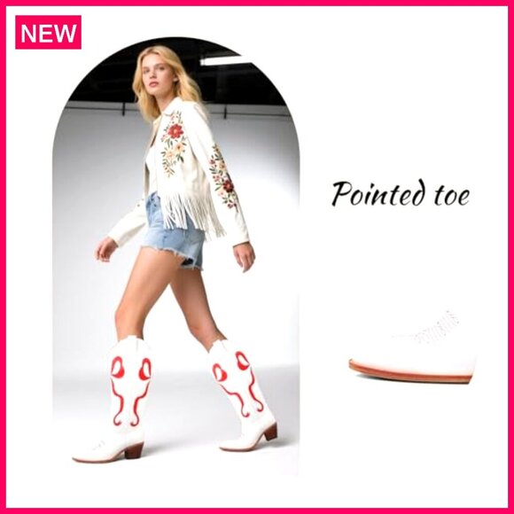 Women's Western Boots Mid Calf Chunky Heel Comfortable Party Wear - Picture 3 of 8